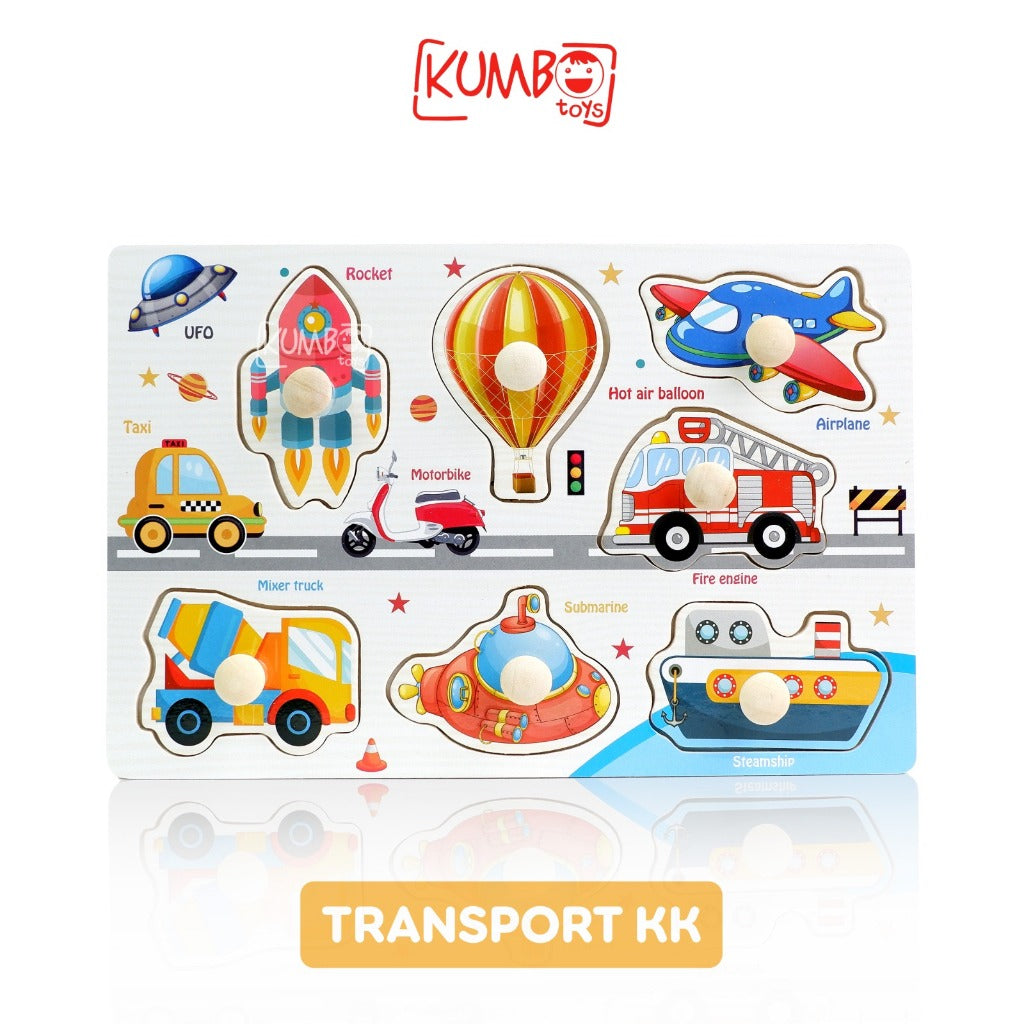 Mainan Edukasi Anak Puzzle Kayu Knob 22 x 15 cm Aneka Gambar