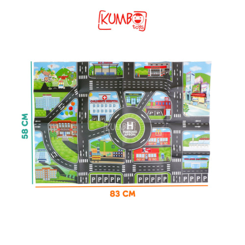 Mainan Edukasi Anak Karpet Peta Jalan Urban Road Map Perkotaan Mobil Pullback Alas Bermain