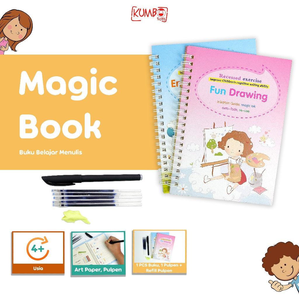 Buku Anak Belajar Menulis Pintar Ajaib Magic Book Angka Huruf English