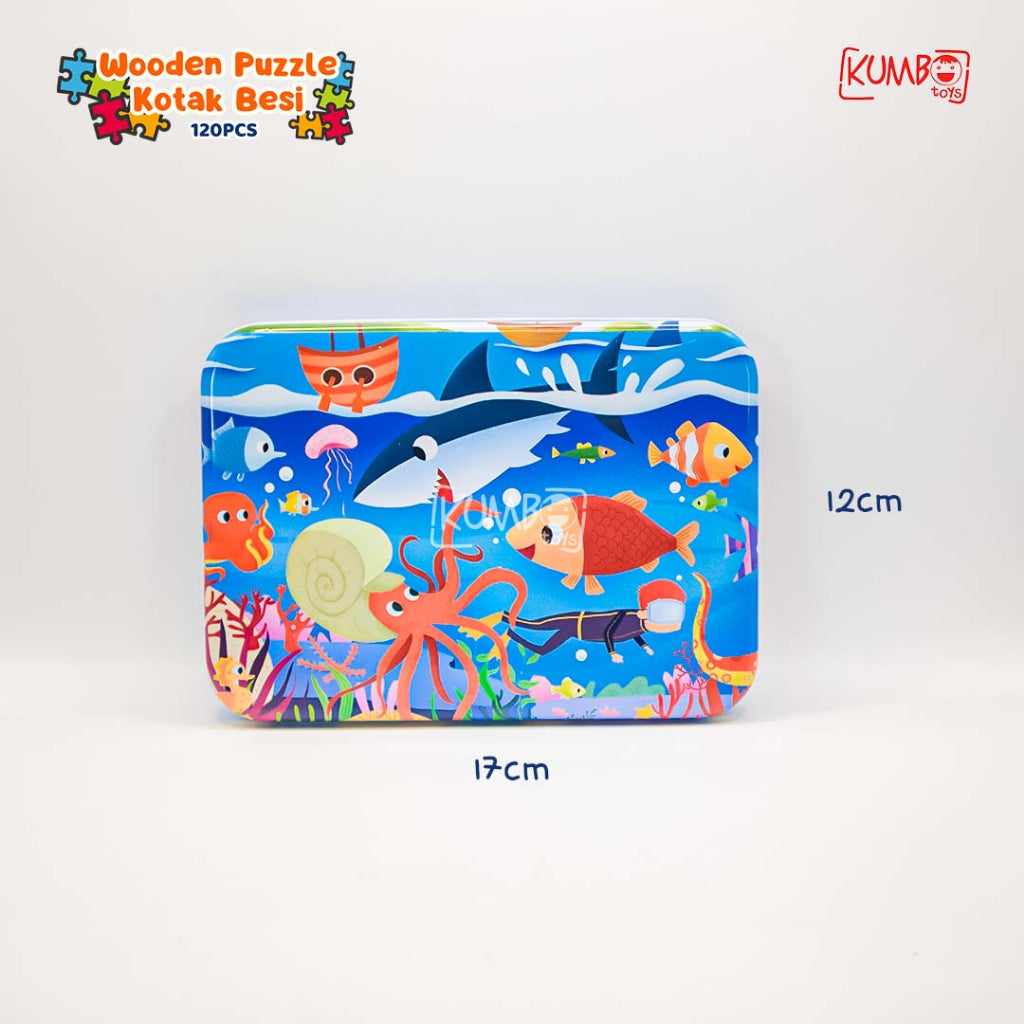 Mainan Edukasi Anak Puzzle Kayu Wooden Kotak Besi 120pcs