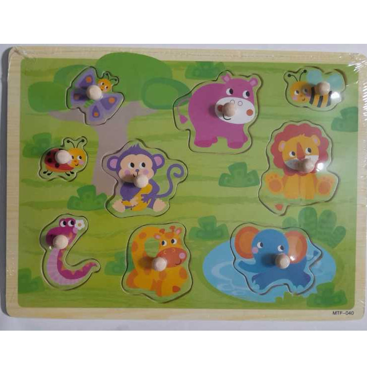 Mainan Edukasi Anak Puzzle Kayu Knob