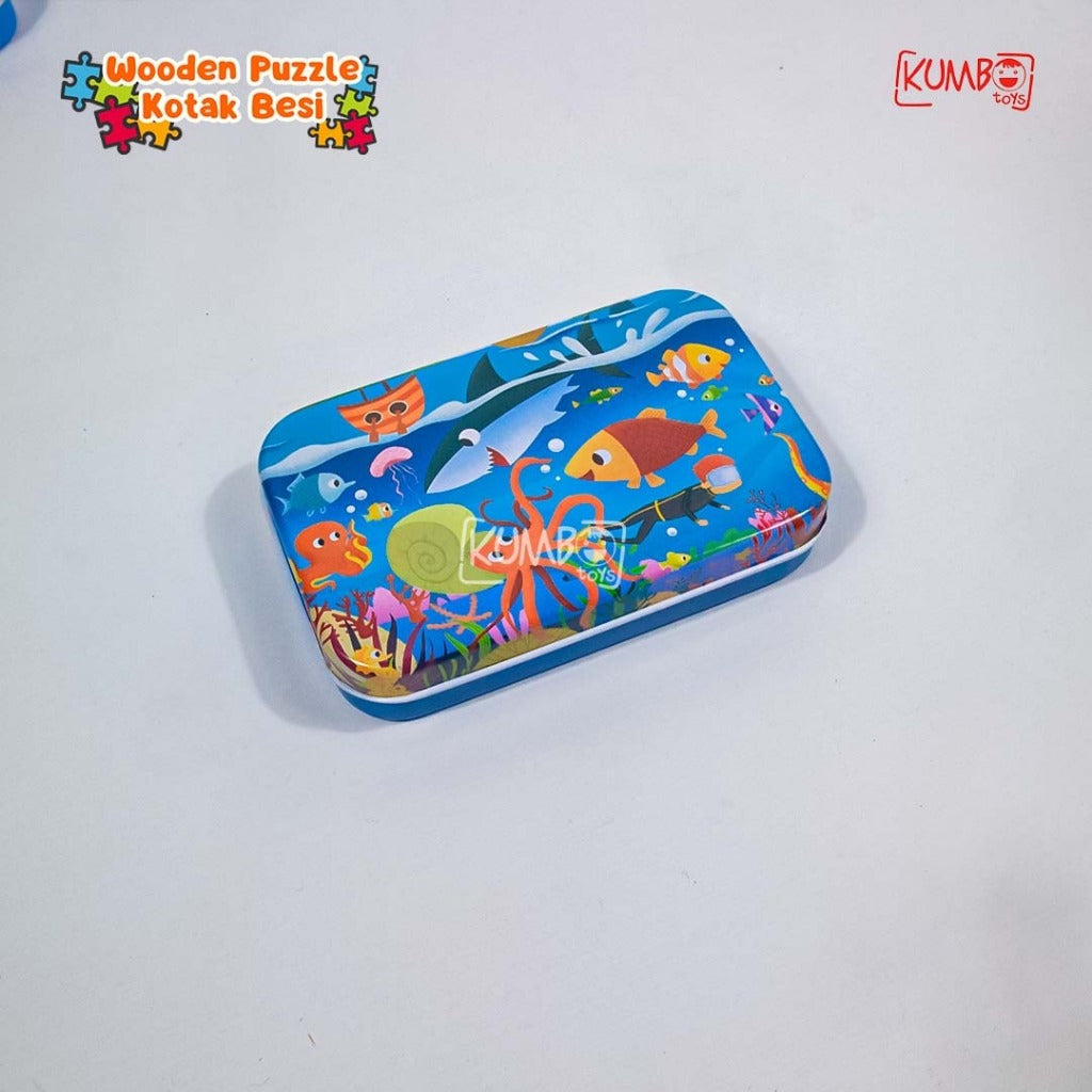Mainan Edukasi Anak Puzzle Kayu Wooden Puzzle Kotak Besi 60pcs