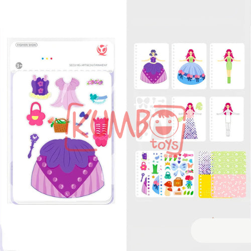 Mainan Edukasi Anak DIY Menempel Gaun Set Princess 3D Art Dress Kerajinan Artcraft