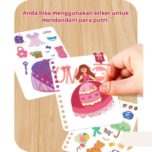 Mainan Edukasi Anak DIY Menempel Gaun Set Princess 3D Art Dress Kerajinan Artcraft