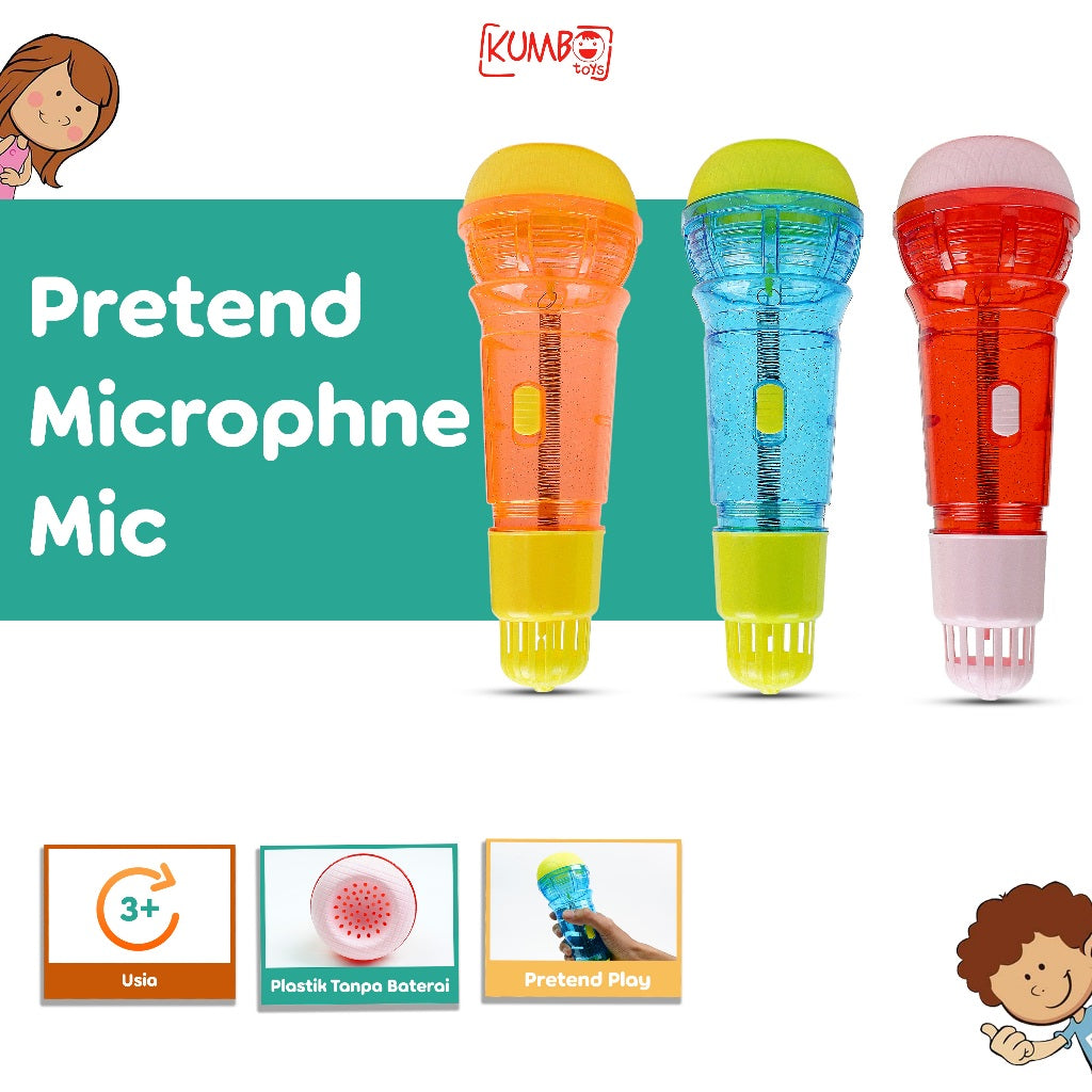 Mainan Edukasi Anak Pretend Microphone MIC Karaoke Gema Tanpa Baterai