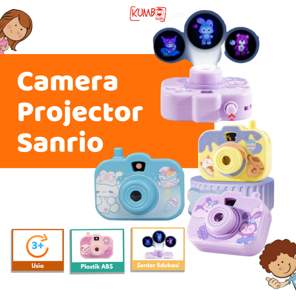 Mainan Edukasi Anak Kamera Projector Karakter Sanrio Camera Senter