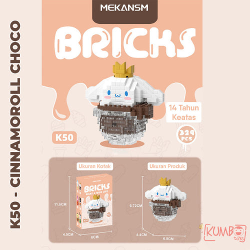 Mainan Edukasi Anak Bricks Fast Food 3D Block Karakter Sanrio