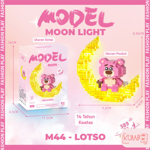 Mainan Edukasi Anak Bricks Moon With And Without Light 3D LED Karakter Sanrio Lucu