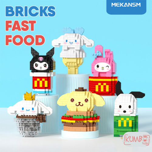 Mainan Edukasi Anak Bricks Fast Food 3D Block Karakter Sanrio