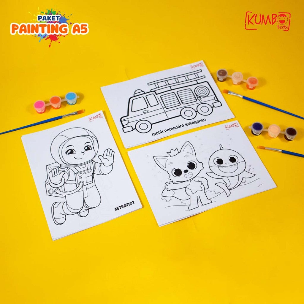 Paket Painting Edukasi Anak Mewarnai Ukuran A5 / Paket Painting Hampers Ulang Tahun Hemat