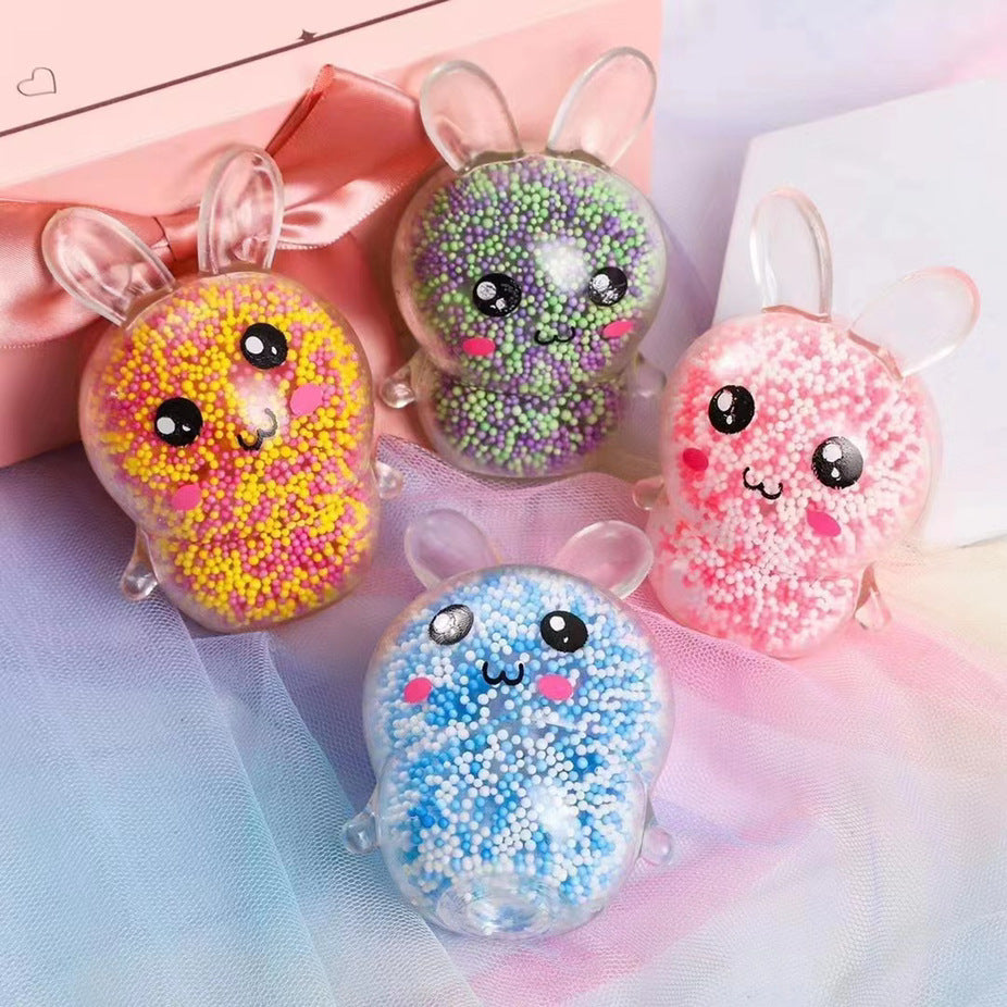 Mainan Anak Squishy Rabbit Bubble With Light Decompression LED Motif Kelinci