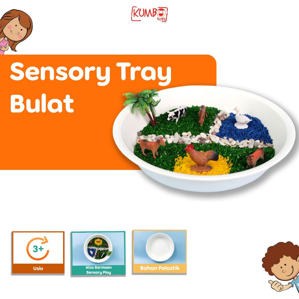 Tray Montessori Sensory Tray Nampan Bermain Anak Bulat Putih