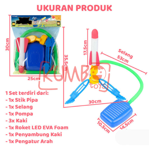 Mainan Edukasi Anak Flash Fkying Sky Rocket Launcher Pompa Roket Outdoor