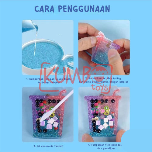 Mainan Edukasi Anak DIY Crystal Glue Manik Resin Aksesoris Gantungan Kunci