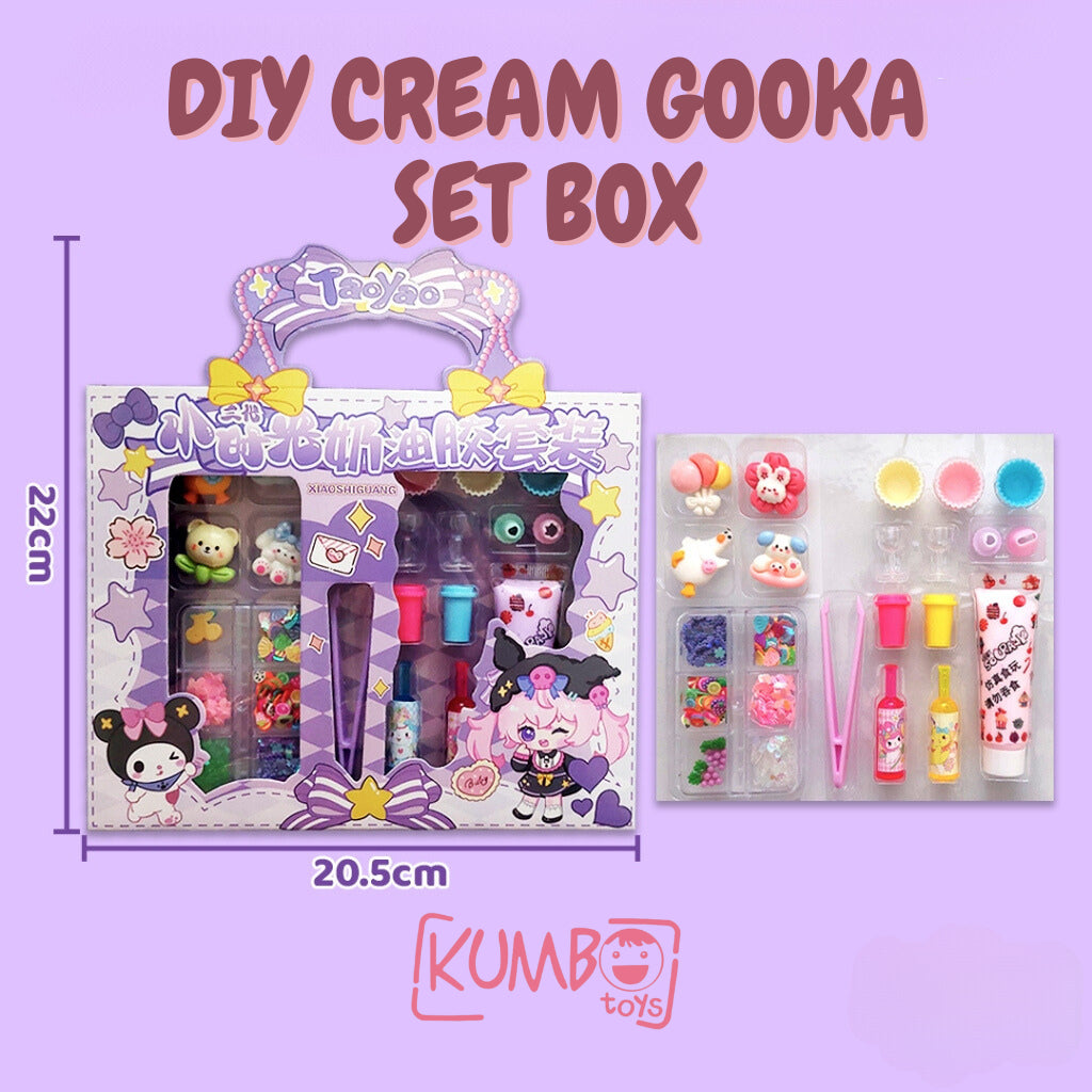 Mainan Edukasi Anak DIY Cream Gooka Guka Set BOX Clay Aksesoris Hiasan Akrilik Kerajinan
