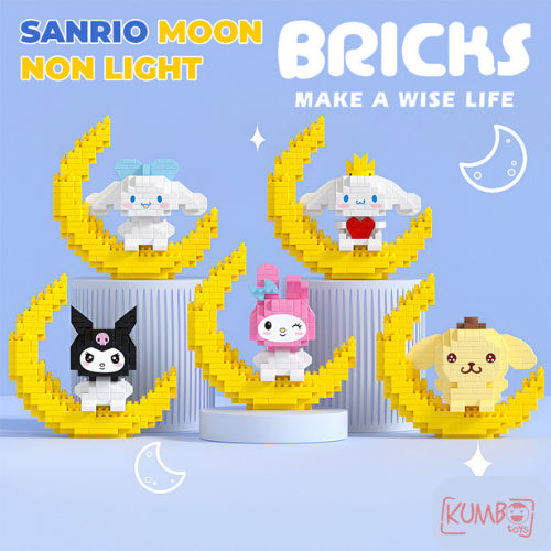 Mainan Edukasi Anak Bricks Moon With And Without Light 3D LED Karakter Sanrio Lucu