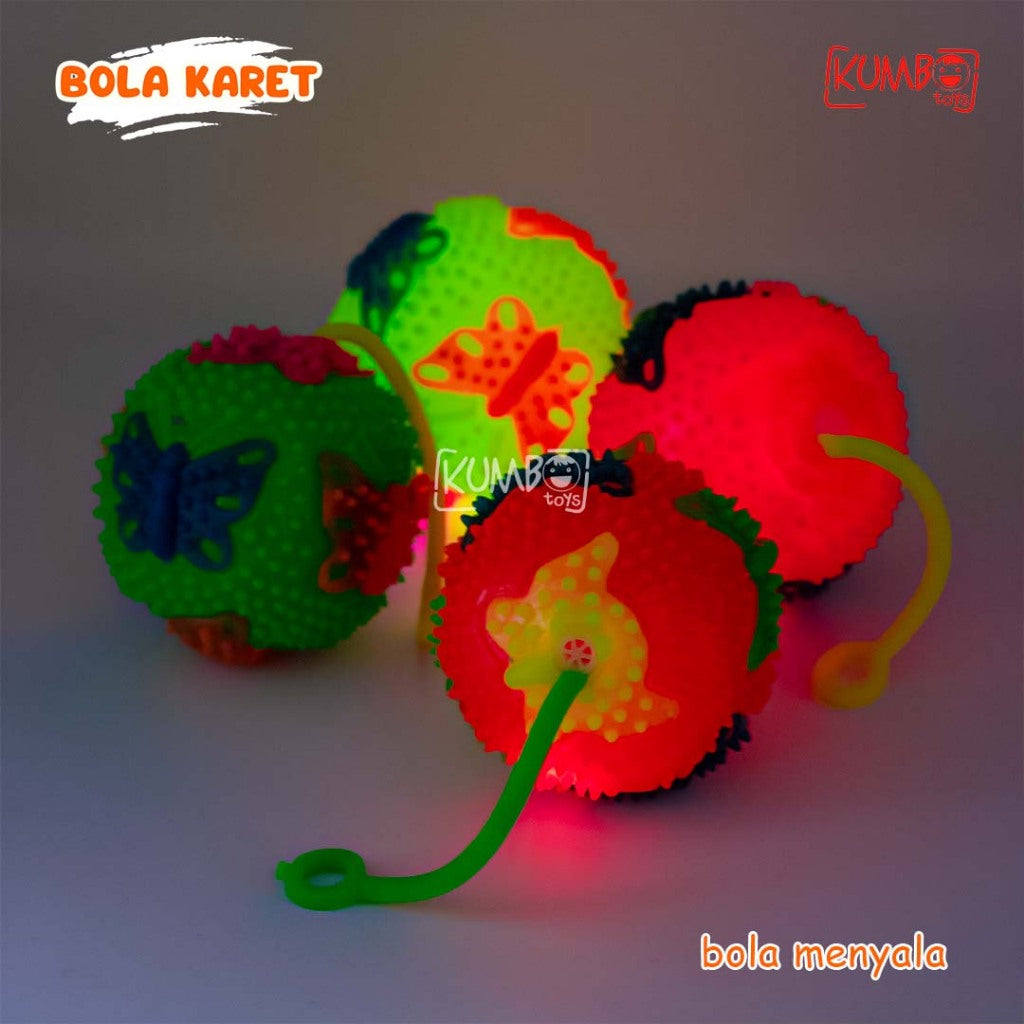 Mainan Edukasi Bola Karet Duri Menyala/ Bola LED