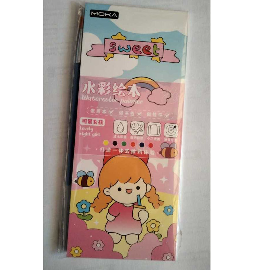 Mainan Edukasi Anak Buku Gambar Mewarnai Travel Pocket Coloring Book, Buku gambar cat 2 in 1