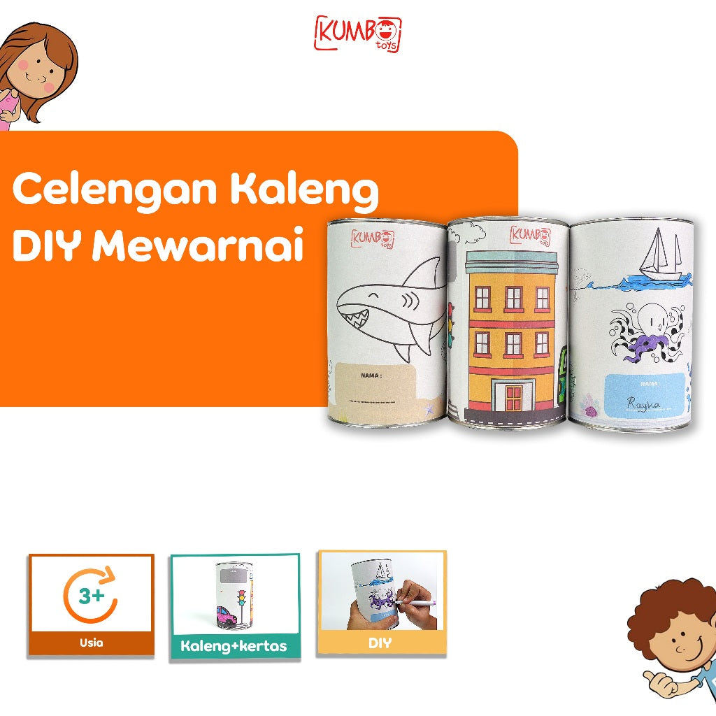 Mainan Edukasi Celengan Kaleng Mewarnai Anak Souvenir Ulang Tahun Anak Celengan Lukis