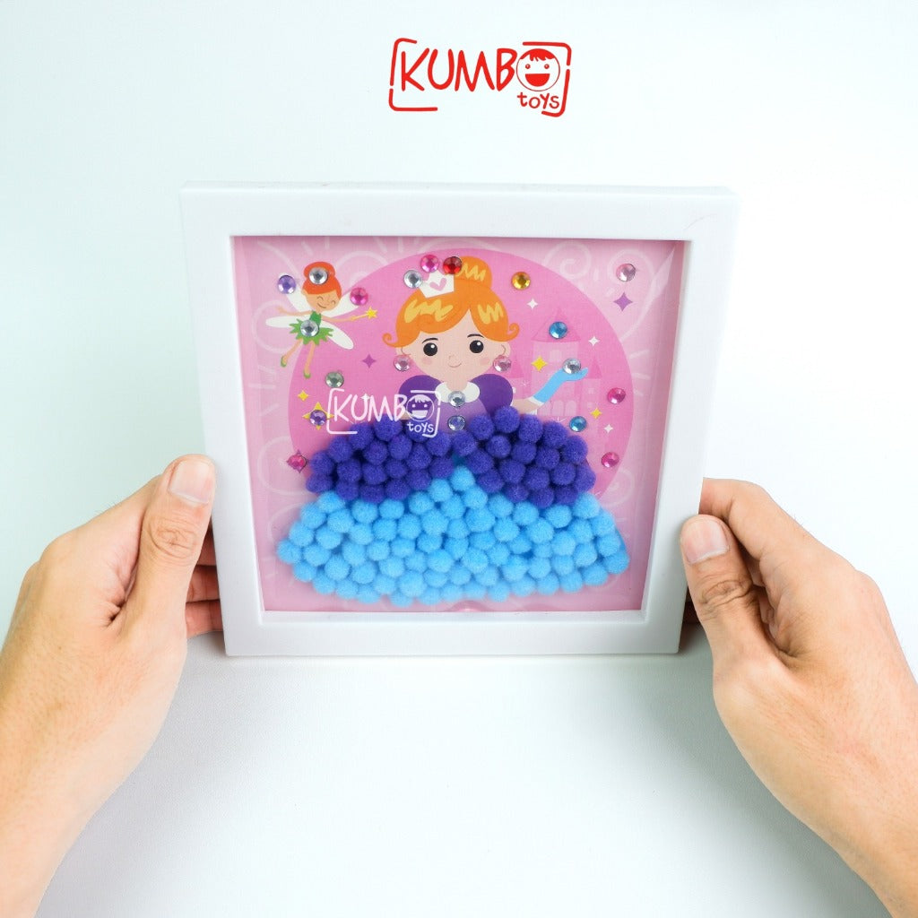 Mainan Edukasi Anak DIY Menempel Pompom Figura Art And Craft Frame