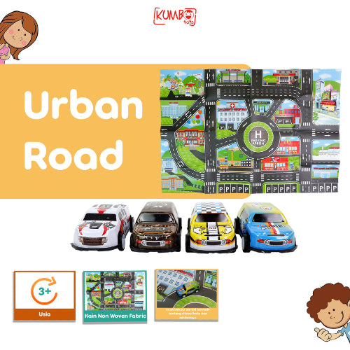 Mainan Edukasi Anak Karpet Peta Jalan Urban Road Map Perkotaan Mobil Pullback Alas Bermain