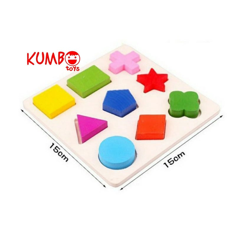 KUMBOTOYS Mainan Edukasi Anak Basic Shape Kayu Balok Geometri Puzzle 3D/Mainan Montesorri Anak
