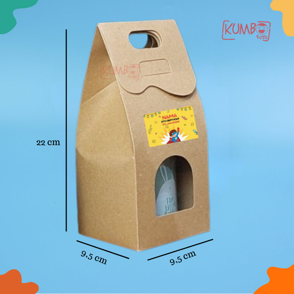Hampers Ulang Tahun Souvenir Botol / Tumbler Rabbit 330 ml Kemasan Box Kraft Anak