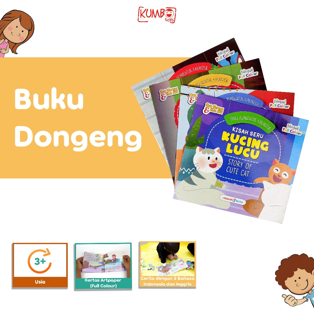 Buku Cerita Anak Bergambar/Buku Dongeng Fabel Bilingual Pembentuk Karakter