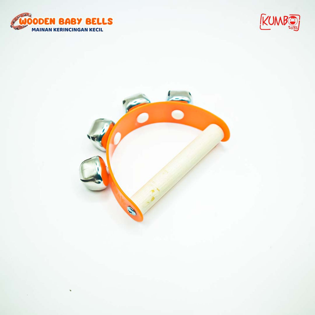 Mainan Edukasi Alat Musik Anak Kayu Tamborin Baby Bells Mini Wooden Kerincingan Kecil