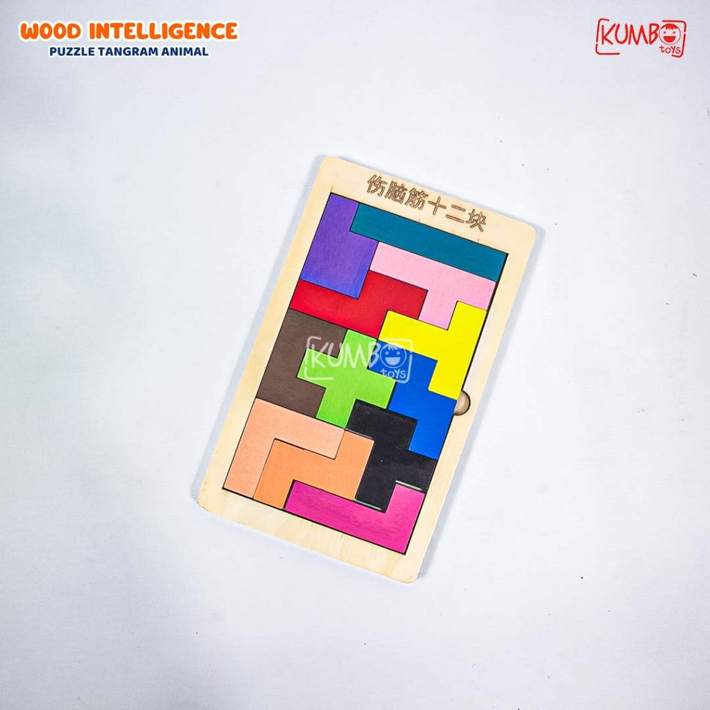 Mainan Edukasi Anak Puzzle Tangram Tetris Geometri Kayu