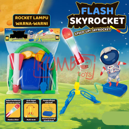Mainan Edukasi Anak Flash Fkying Sky Rocket Launcher Pompa Roket Outdoor