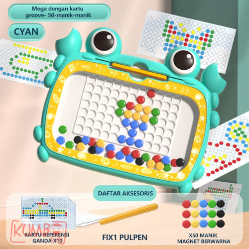 Mainan Edukasi Anak Magnetic Drawing Board Sketchpad Crab dan Mini Dino