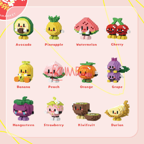 Mainan Anak Bricks Fruit Nano 3D Mainan Balok Susun Karakter Buah