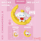 Mainan Edukasi Anak Bricks Moon With And Without Light 3D LED Karakter Sanrio Lucu