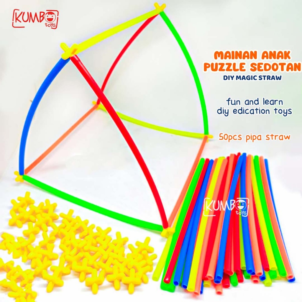 Mainan anak Puzzle Sedotan DIY Magic Straw