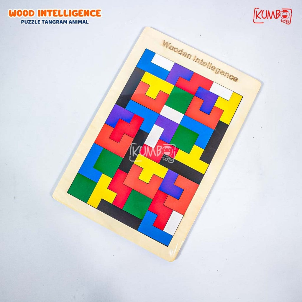 Mainan Edukasi Anak Puzzle Tangram Tetris Geometri Kayu