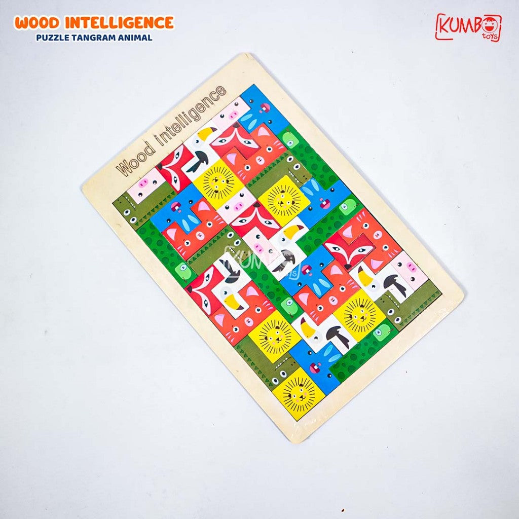 Mainan Edukasi Anak Puzzle Tangram Tetris Geometri Kayu