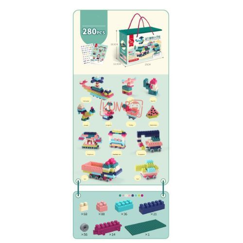 Mainan Edukasi Bricks LEGO balok 280 pcs Anak DIY Susun