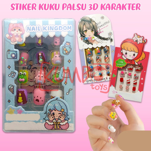 Aksesoris Kuku Sticker Kuku Palsu 3D Karakter Nail Art