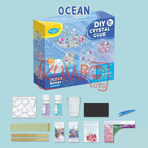 Mainan Edukasi Anak DIY Crystal Glue Manik Resin Aksesoris Gantungan Kunci
