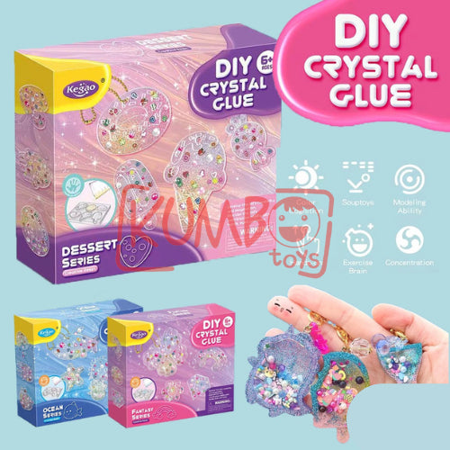 Mainan Edukasi Anak DIY Crystal Glue Manik Resin Aksesoris Gantungan Kunci