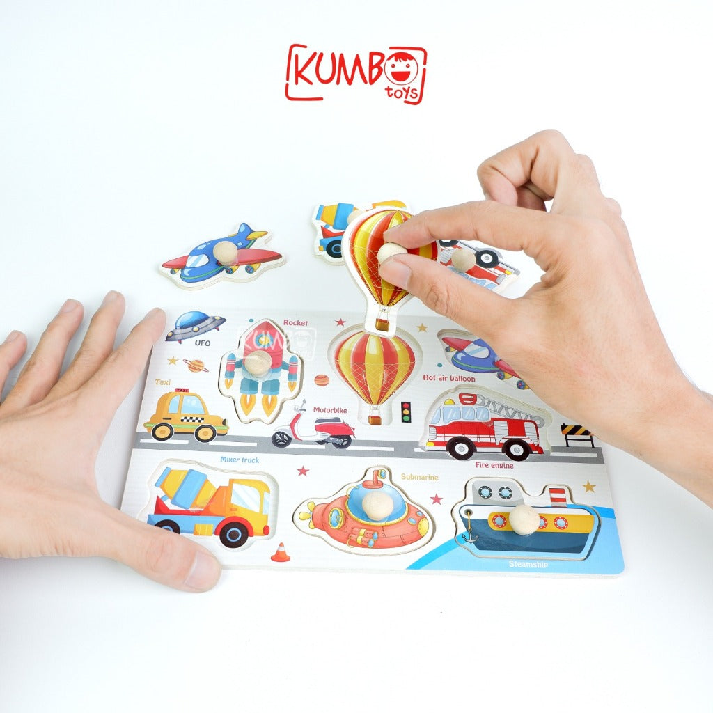 Mainan Edukasi Anak Puzzle Kayu Knob 22 x 15 cm Aneka Gambar