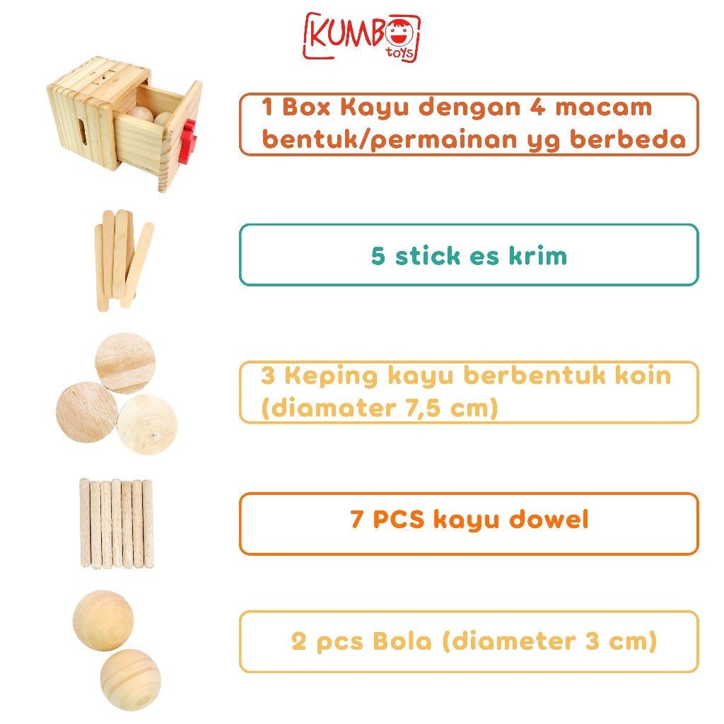 Mainan Montessori Busy Box Wooden Toys Fine Motor Play Mainan Sensory