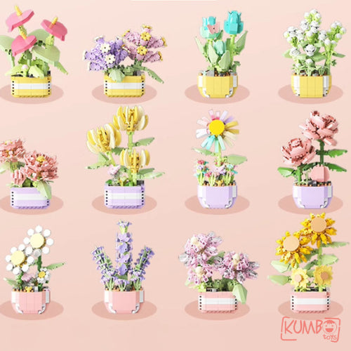 Mainan Edukasi Anak Bricks Flower Dairy 3D Block Bentuk Bunga