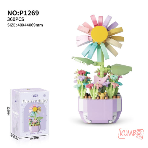 Mainan Edukasi Anak Bricks Flower Dairy 3D Block Bentuk Bunga