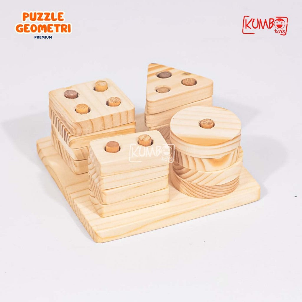 Mainan Edukasi Puzzle Geometri Bahan Premium Anak Kotak Kayu Premium