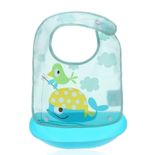 Slabber Silikon Plastik / Celemek Makan Bayi Anti Air / Slabber Silikon Bayi