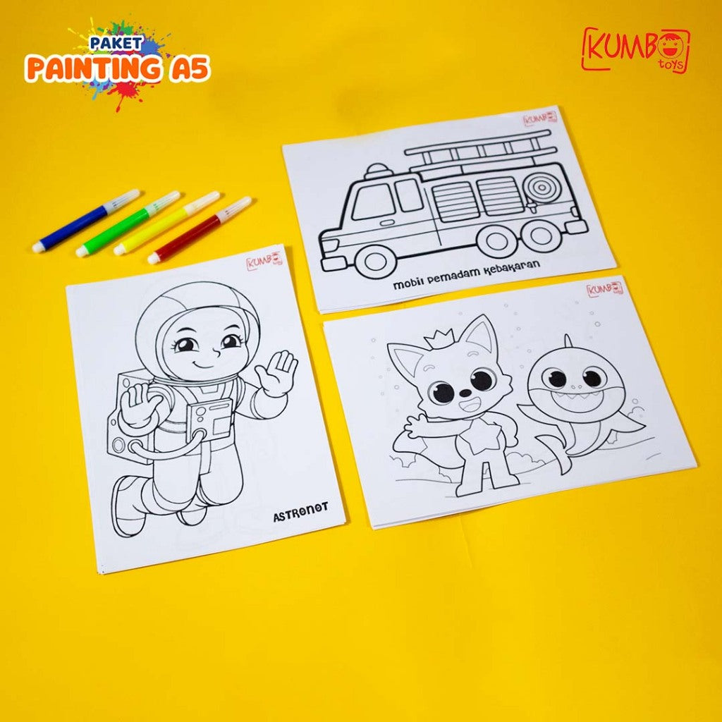 Paket Painting Edukasi Anak Mewarnai Ukuran A5 / Paket Painting Hampers Ulang Tahun Hemat