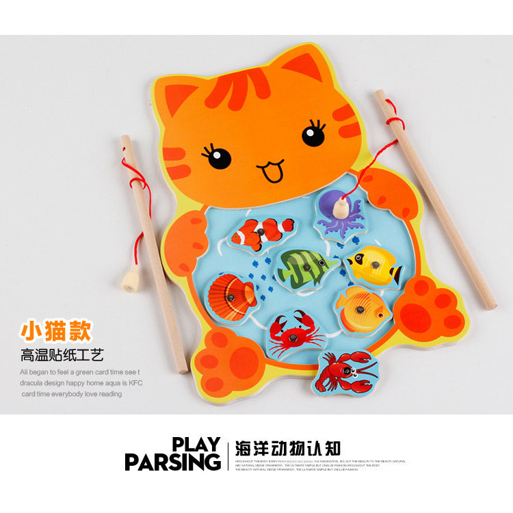 Mainan Edukasi Anak Pancingan Kayu Karakter Pancingan Papan Magnet Kayu