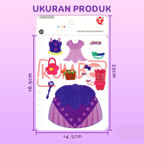 Mainan Edukasi Anak DIY Menempel Gaun Set Princess 3D Art Dress Kerajinan Artcraft